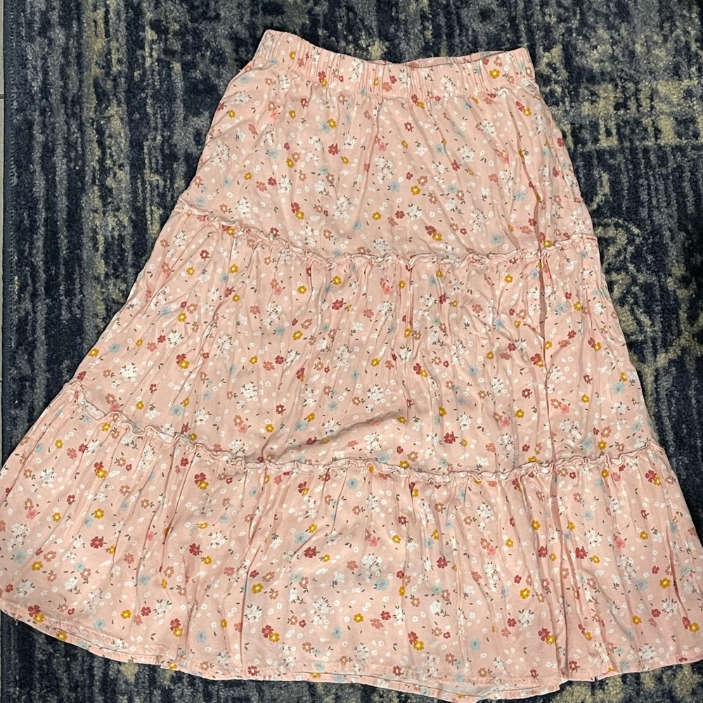 🌺🌸Pink Floral Midi Skirt🌸🌺